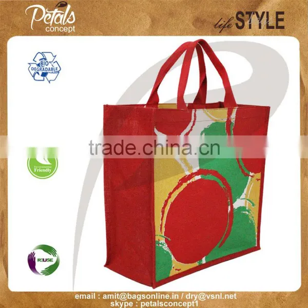 PP Laminated Jute Tote Bag With Cotton Web Handle photo-3