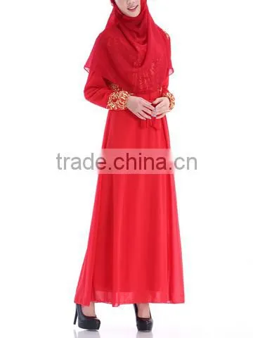 Guangzhou Wholesale Clothing OEM Hijab Style Bright Front Long Sleeve Ten Colors Chiffon Jalabiya With Sash
