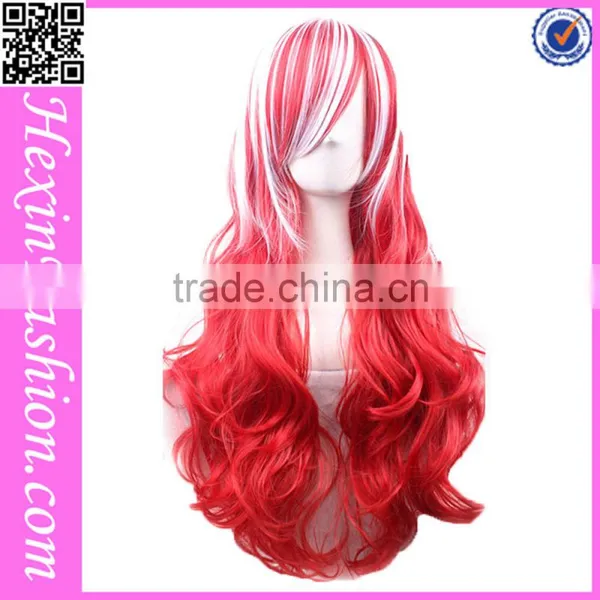 Long Curly White&Red Cosplay Wig Wholesale photo-2