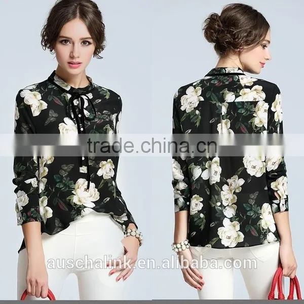 Best Selling Summer Elegant Design Floral Print Shirts for Women photo-6