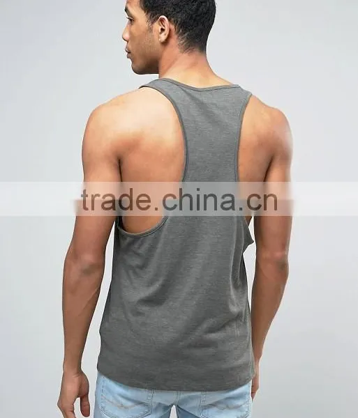 2017 Cheapest Wholesale High Quality Summer Custom Grey Gym Wear Comfortable Cotton Spandex Casual Men's Sport Tank Tops photo-2