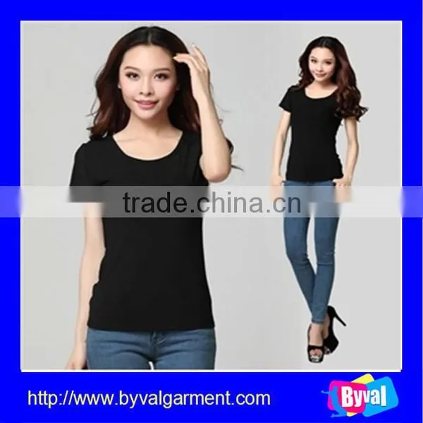 Women Pure Cotton Loose T-shirt White&black Blank Plian o Neck Short Sleeve for Women