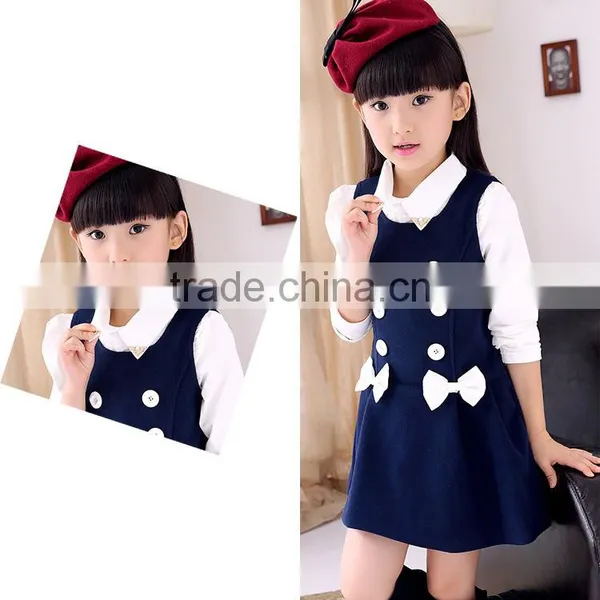 2016 New Girls in Autumn Child Bow Double Breasted Princess Dress Skirts Children A Word Skirt photo-5