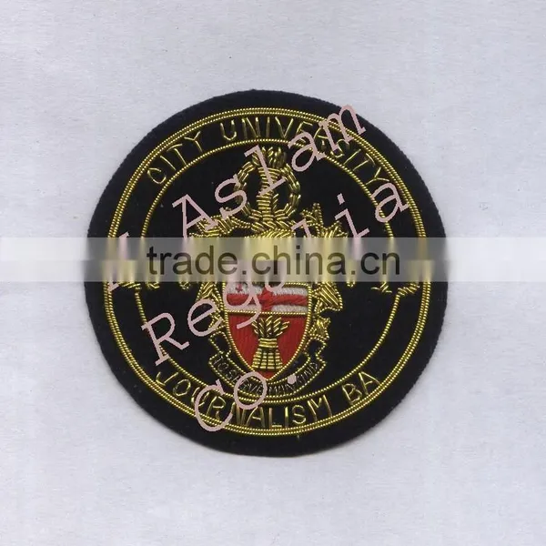 Hand Embroidery Badge Bullion Wire Blazer Badge