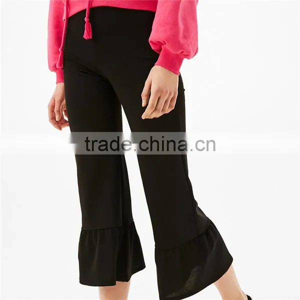 Online Cheap Classical Cropped Office Frilled Red Pants for Women photo-4