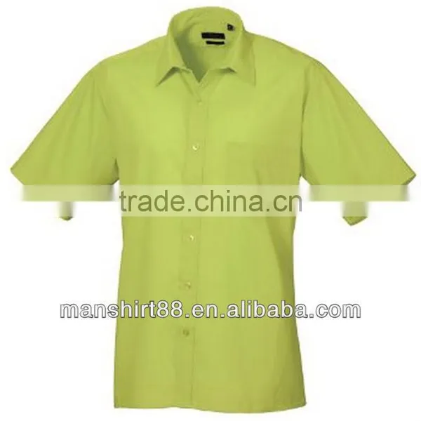 Mens Short Sleeve Formal Poplin Plain Work Shirt photo-4