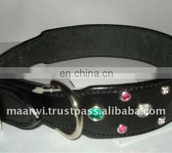 Fancy Crystal Leather Dog Collar
