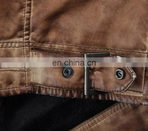 2015 Lastest Fashion Handsome Padded Garment Dyed Men Leather Jacket photo-6