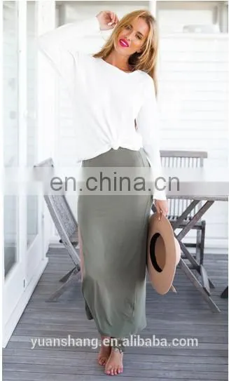 Simple Solid Color Long Fitted Maxi Skirt Wholesale photo-3