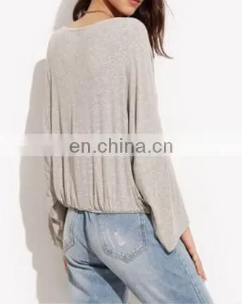 2016 New Design Women Ladies Plain TShirt Long Sleeve Shirt Casual Blouse Tops V Neck Cotton Tee photo-2
