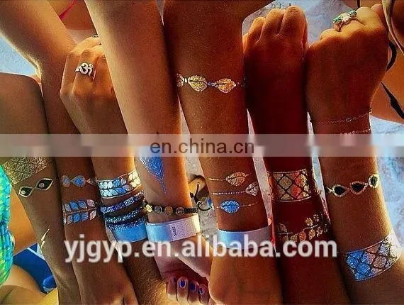 Metallic Gold Temporary Finger Tattoo Sticker photo-2