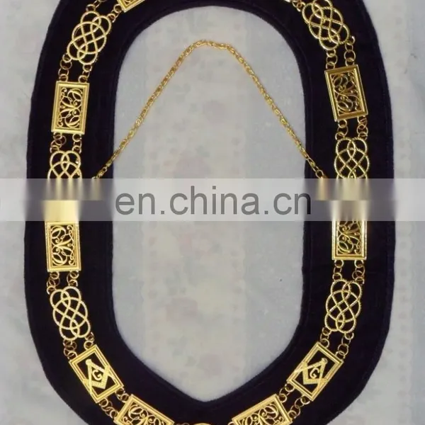 MASONIC REGALIA GRAND LODGE GOLD FINISH METAL CHAIN COLLAR PURPLE photo-6