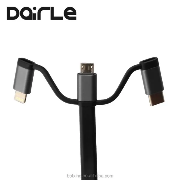 High Quality 3 in 1 Key Chain Design Portable USB Charging Cable for IPhone 7/8/X and Android Mobile Devices photo-4