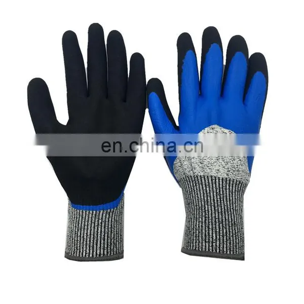 Great Grip HPPE Glass Fiber Construction Cut Resistant Level 5 Nitrile Coated Protective Safety Gloves