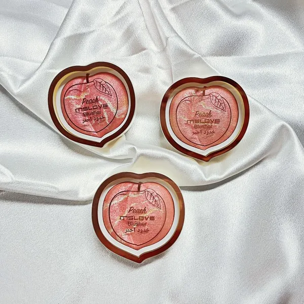 Fully Customized Peach Shape Blusher Palette With High Glow Face Backed Powder Oem Blush and Highlighter Chunky Glitter photo-5