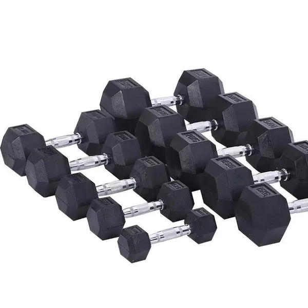 Wholesale Fitness Workout 5pounds-90Pounds Professional Gym Weight Lifting Training Rubber Hex Dumbbells