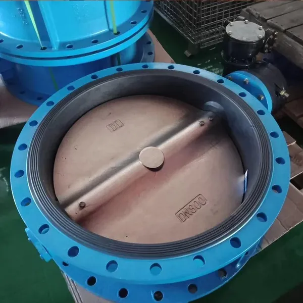 DN150 WCB Ductile Iron QT450 GGG50 Lined EPDM Large Diameter Double Eccentric Flange Electric Butterfly Valve photo-3