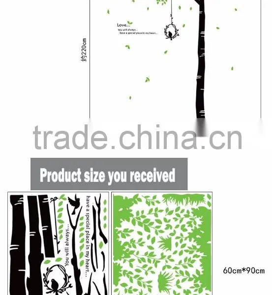 Removable Wall Stickers Environmental Green Treetops Study Bedroom Living Room TV Wall Background Trees Bird Dining Wall Sticker photo-5
