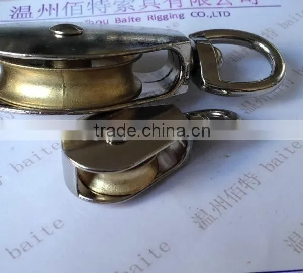 China Professional Manufacturer Small Metal Zinc Alloy Nickel Plate Belt Pulley With Single Rigid Wheel photo-4