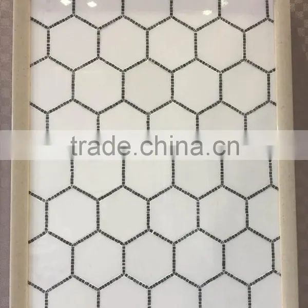 Popular Eastern White Marble Hexagon Mosaic Tiles on Sales photo-6