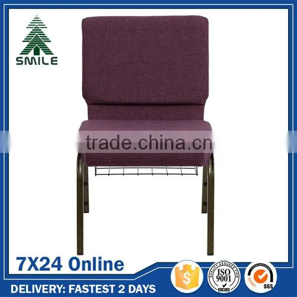 OEM cheap stackable church chairs purple