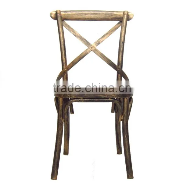 Antique Bronze Metal Cross Back Dining Chair photo-6
