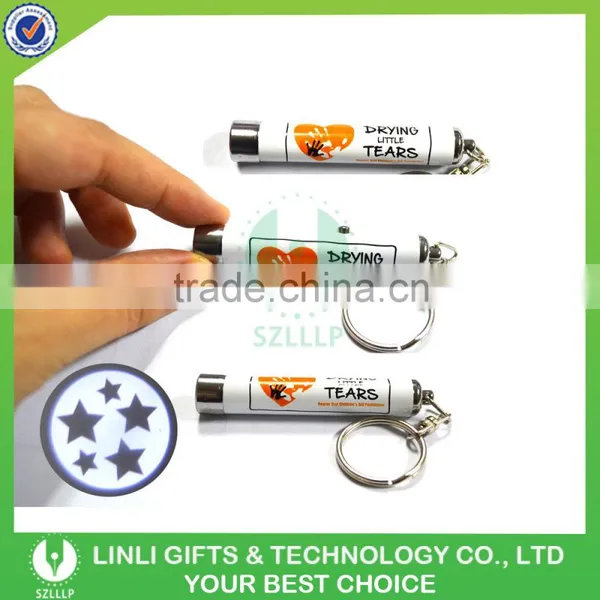 Brand Name Logo Led Light Keyring Projector Torch photo-3