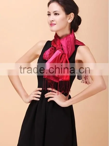 Customized Silk Long Scarf With Tassels photo-2