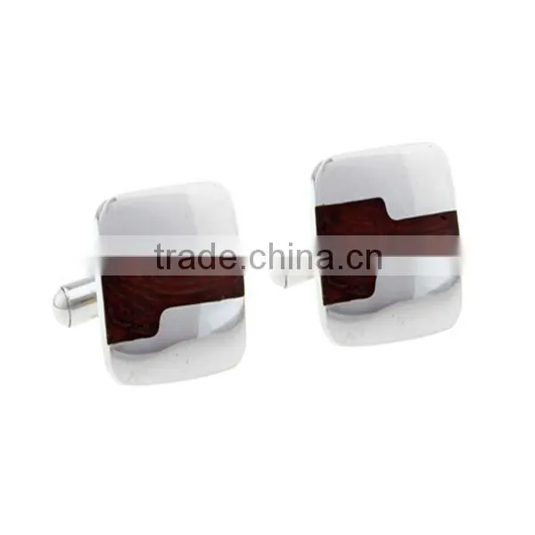 Square Stainless Steel Mens Wood Cufflinks