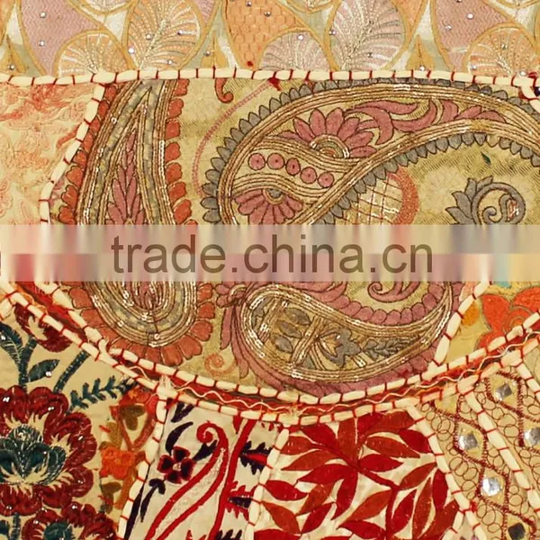 White Beige Round Cushions Indian Meditation Floor Pillows Decorative Table Cloth and Mats photo-3