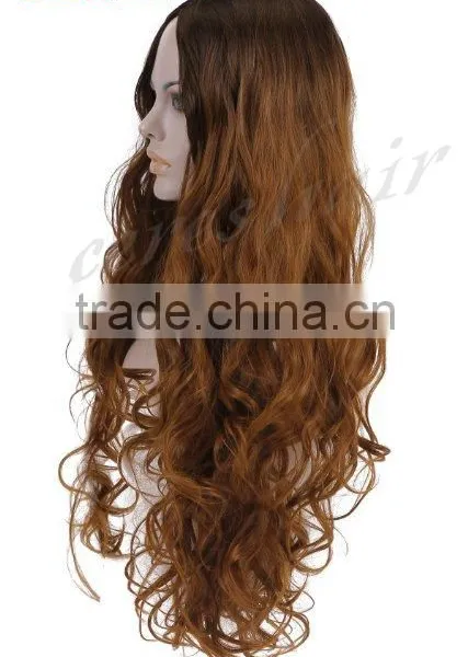 30inch Charming Women's Ombre Brown Long Curly Lace Front Wig Synthetic Hair photo-3