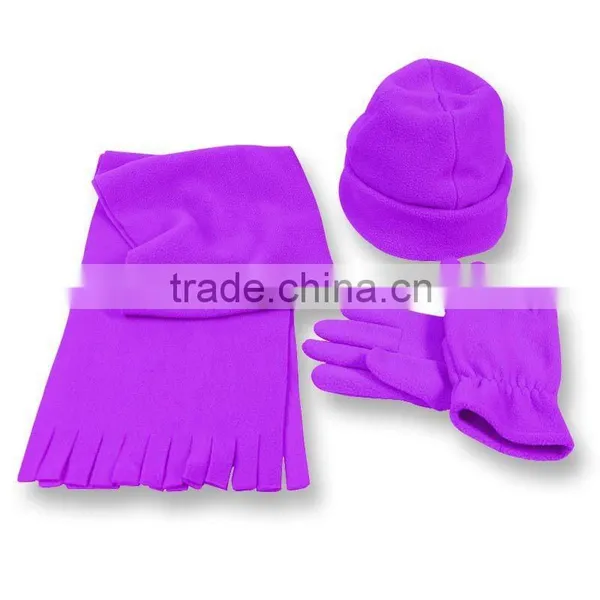Ladies 3-pc Fleece Set of Scarf, Gloves, Hat
