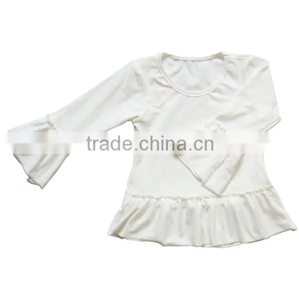 Wholesale 2016 Single Big Ruffle Sleeve and Hem Girls Colorful Baby Girls Shirts Boutique Fall Season Baby Tee Shirts photo-2