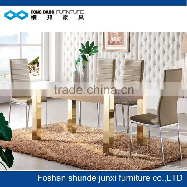 Mdf Top Dining Table With Stainless Steel Legs