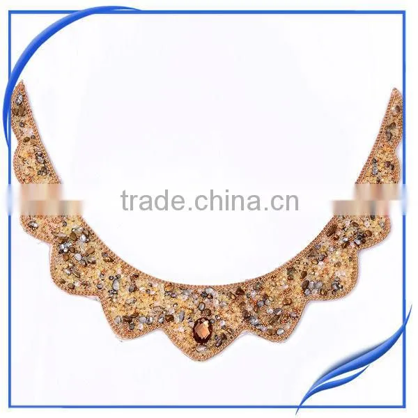 2014 rhinestone handmade hot fix beading neck trim