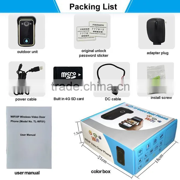 High Quality WiFi Remote Video Camera Door Phone Rainproof Intercom Doorbell photo-5