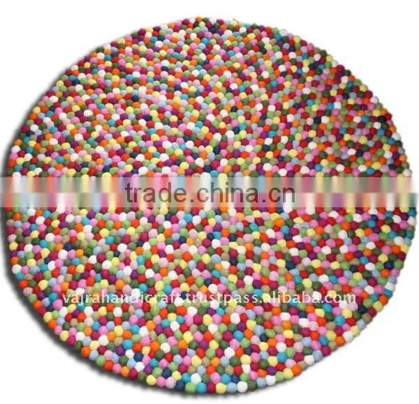Nepal Hand Made Round Colorful Babies Felt Carpets and Rugs