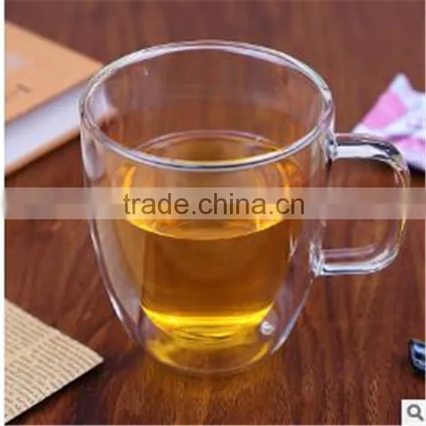 100% Lead Free Heat Resistant Borosilicate Double Wall Glass Coffee/milk Cup With Handle in Stock photo-2