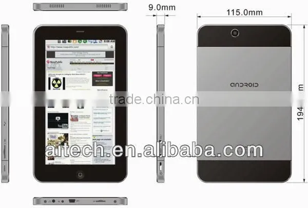 Android 800*480 7inch Tablet+pc+con+la+tarjeta+si With GPS