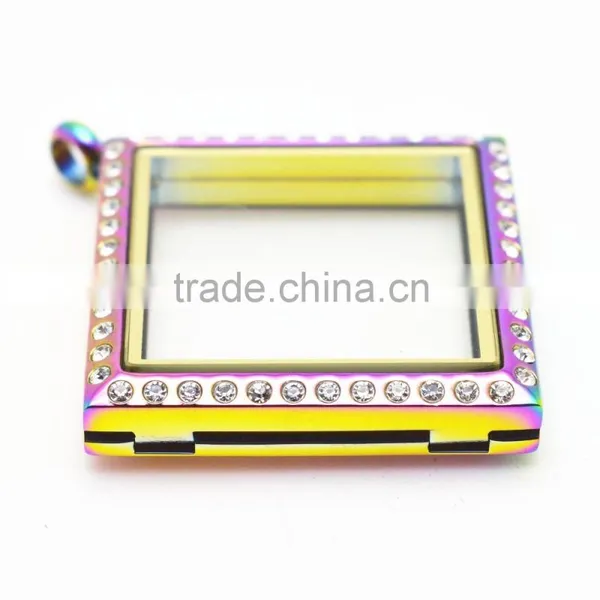 Crystal Floating Lockets Square Shape Lockets for Wholesale photo-6