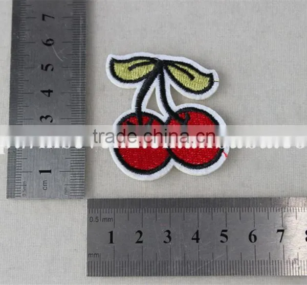 Beautiful 5*5 cm Embroidery Mini Cherry Printting Design Trim Custom Leather Patch photo-6