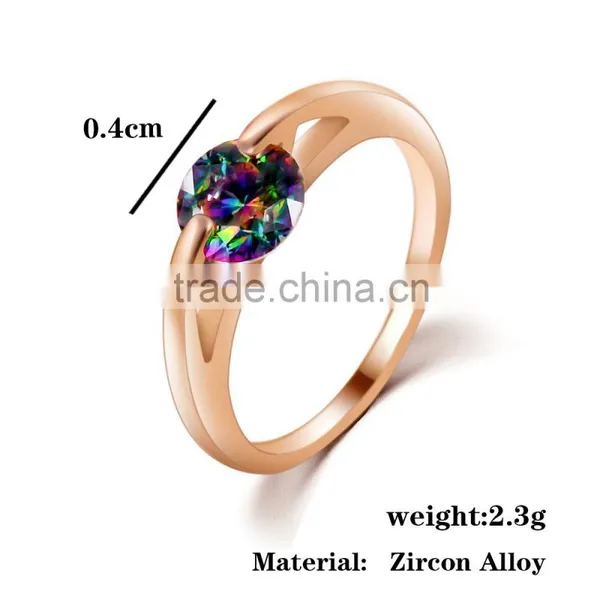 O Rings 18k Gold Plated With Color Zircon Gold Ring photo-2