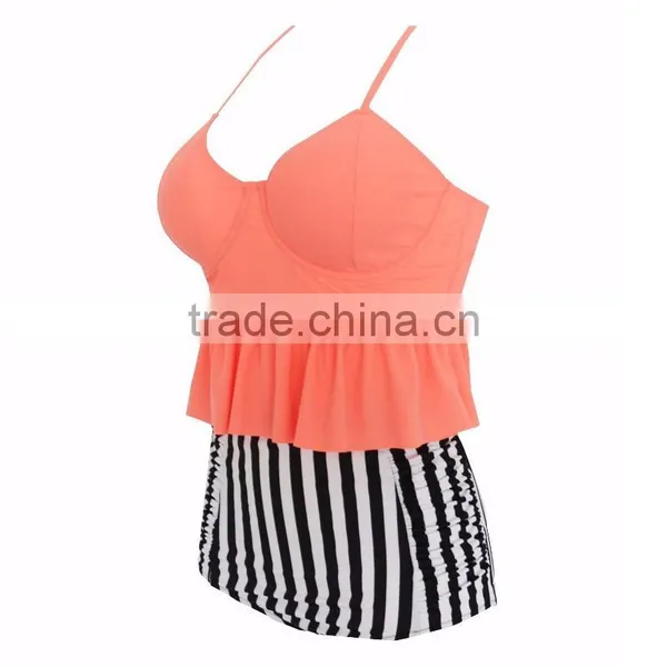 2016 New Arrival Two Piece of Custom Made Top Quality Retro High Waist Bikini Set photo-4