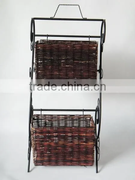 2 Tier Scroll Design Magazine Storage Wicker Rack or Magazine Holder photo-4