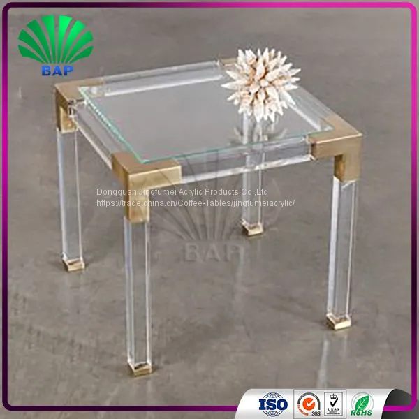 2017 Design Acrylic Square Table Lucite Coffee Table Decoration Metal Furniture photo-2