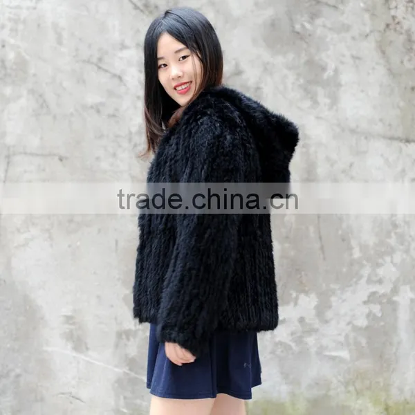 CX-G-A-44B Top Quality Genuine Rabbit Fur Garment/ Real Fur Jacket Winter Women photo-4