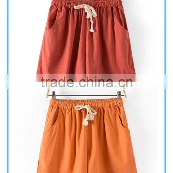 Wholesale Women Summer Beach Girl Cotton Linen Shorts 15 Colors Plus Size photo-3