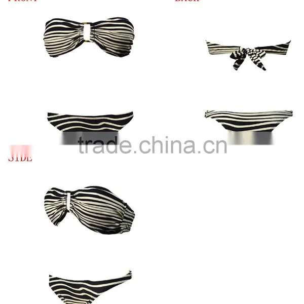 Cheap Stripe Printing Sexy Women Metallic Bikini Swimwear Wholesale photo-6