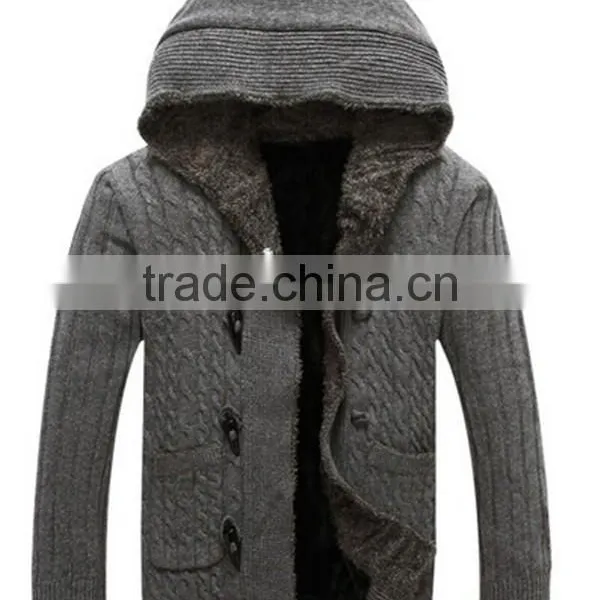 Button Down Pattern Sweater Jersey Heavy Knit Cardigan Man photo-5