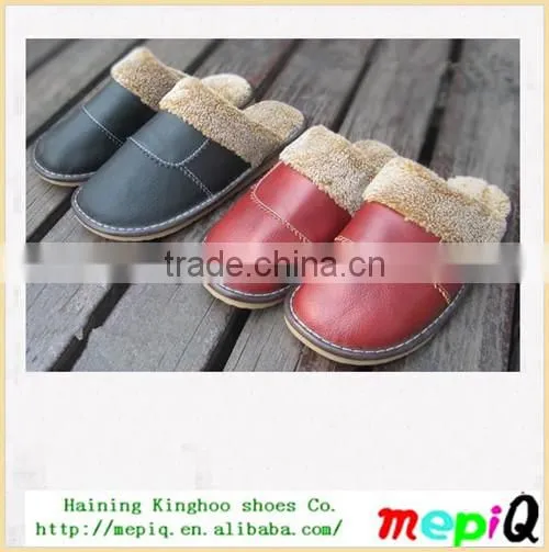 Leather Warm Winter Indoor Slipper Cow Leather Wholesale